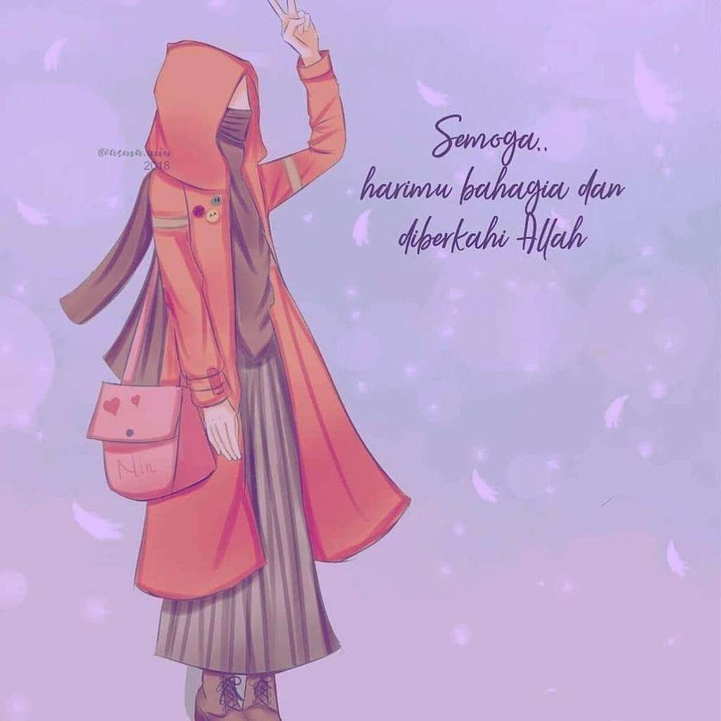 Gambar Kartun Muslimah Pink Design Kartun