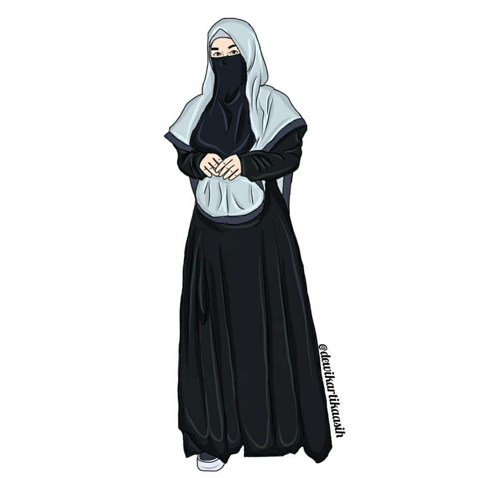 50 Gambar Kartun Muslimah Bercadar Cantik Berkacamata - Kartun Muslimah