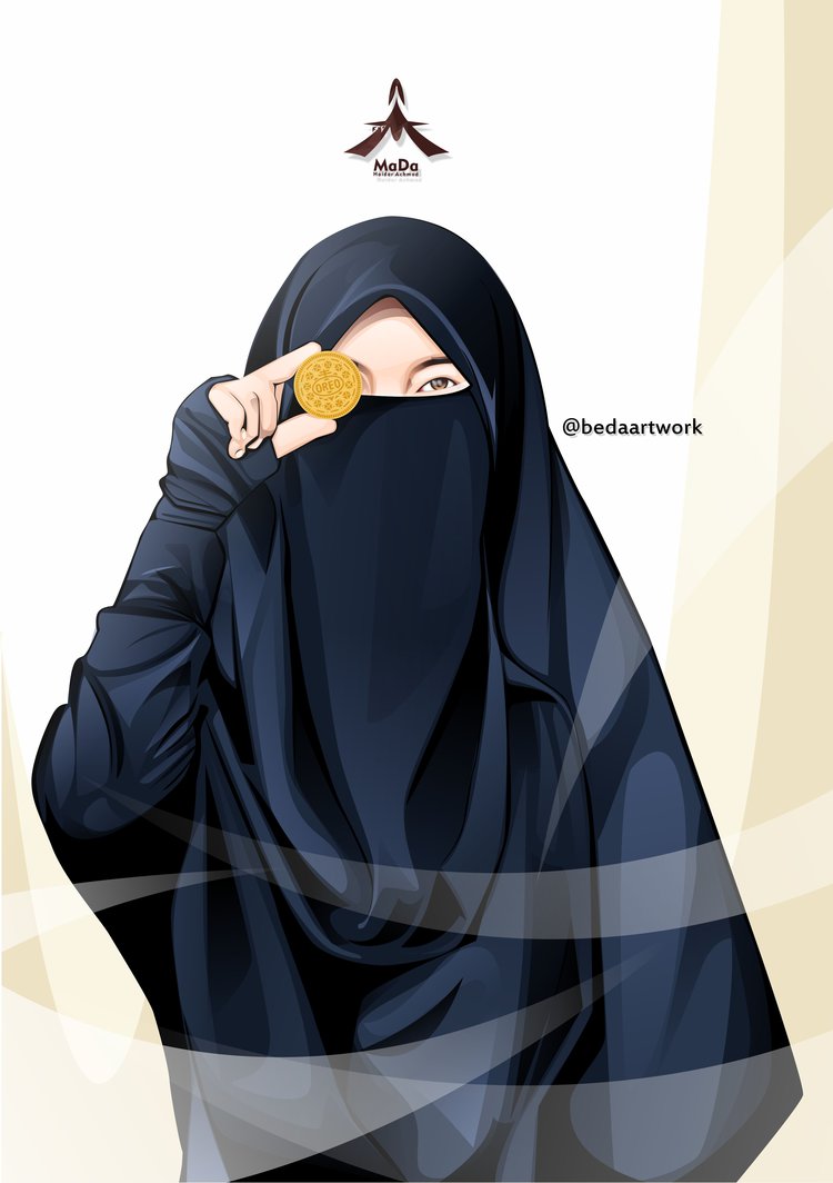 50 Gambar Kartun Muslimah Bercadar Cantik Berkacamata