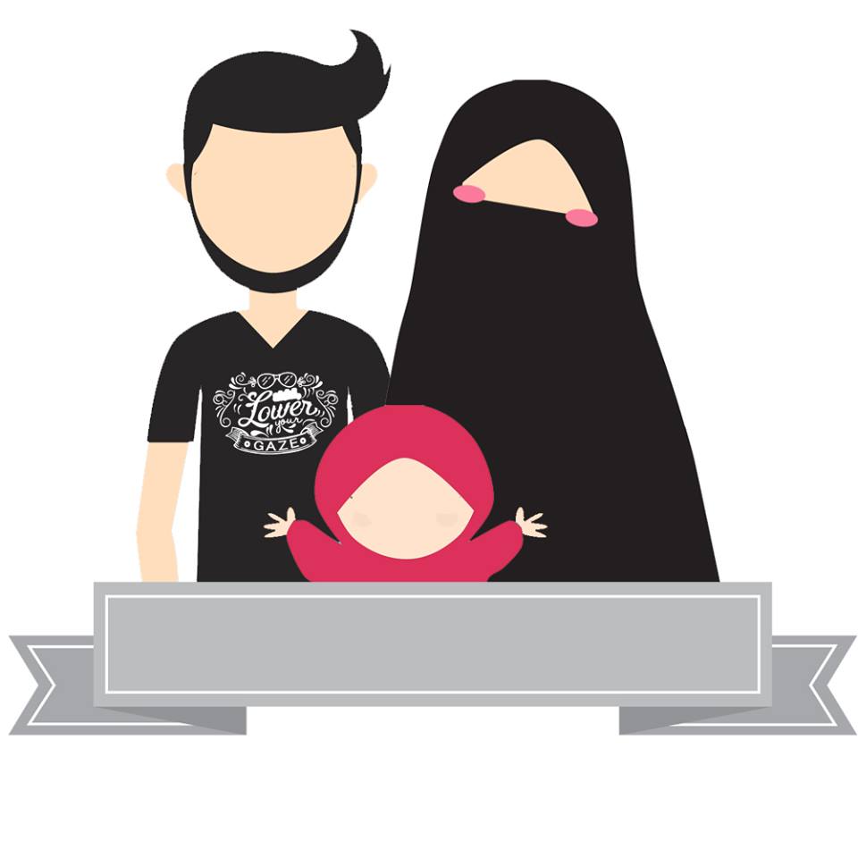 Gambar Kartun Muslimah Bercadar 1 Keluarga