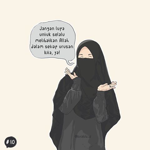 Gambar Kartun Muslimah Bercadar Bertauhid