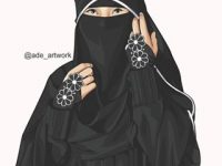 Gambar Kartun Muslimah Bercadar Bunga