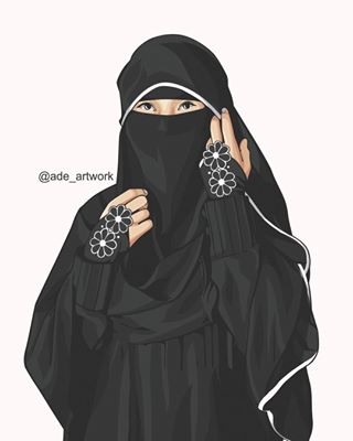 Gambar Kartun Muslimah Bercadar Bunga