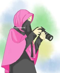 Gambar Kartun Muslimah Bercadar Fotografer