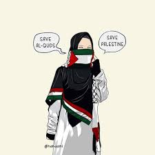 Gambar Kartun Muslimah Bercadar Save Palestina