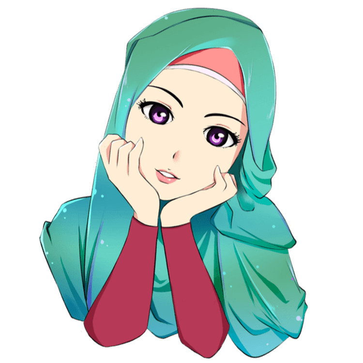  Gambar Kartun Muslimah Lucu Jilbab Hijau Kartun Muslimah 